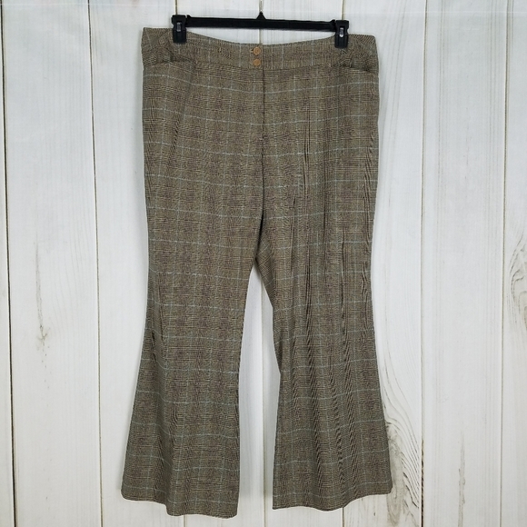 Lane Bryant Pants - Lane Bryant Brown Plaid Flare Career Pants